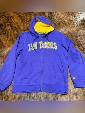 Colosseum Athletics Purple & Gold LSU Tigers Zip-Up Hoodie Men’s Large Vintage